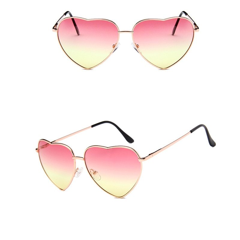 Heart Shaped Wire Rim Mirrored Pastel Fashion Sunglasses