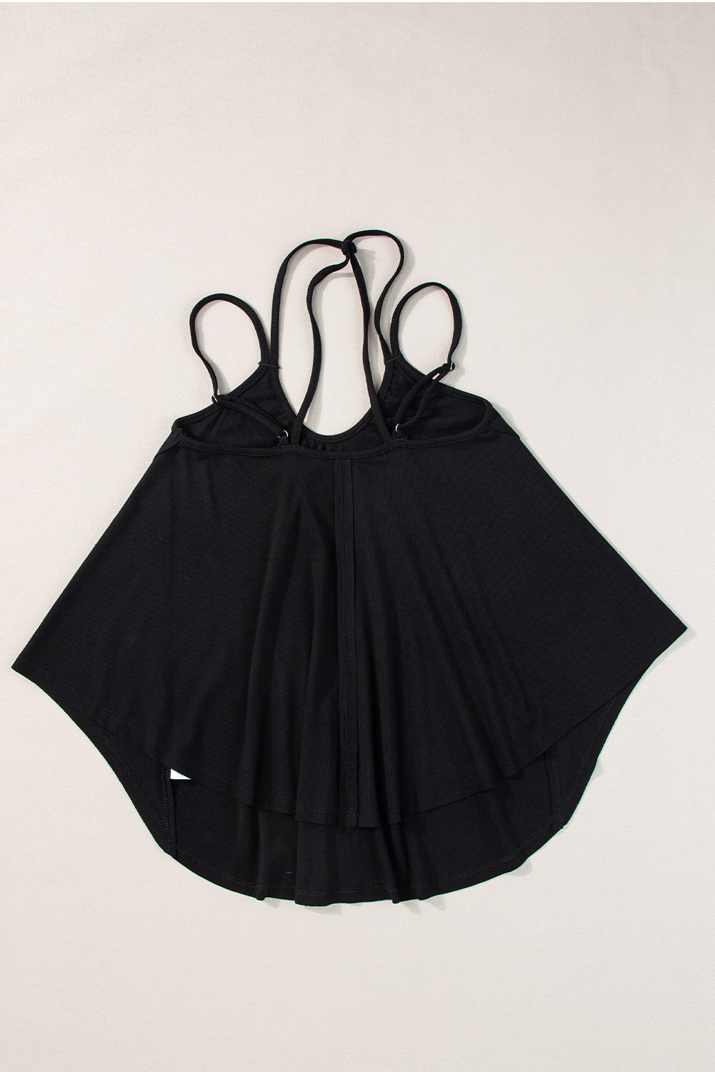 Black Exposed Seam Detail Double Straps Tank Top - Stylish Women's Sleeveless Shirt