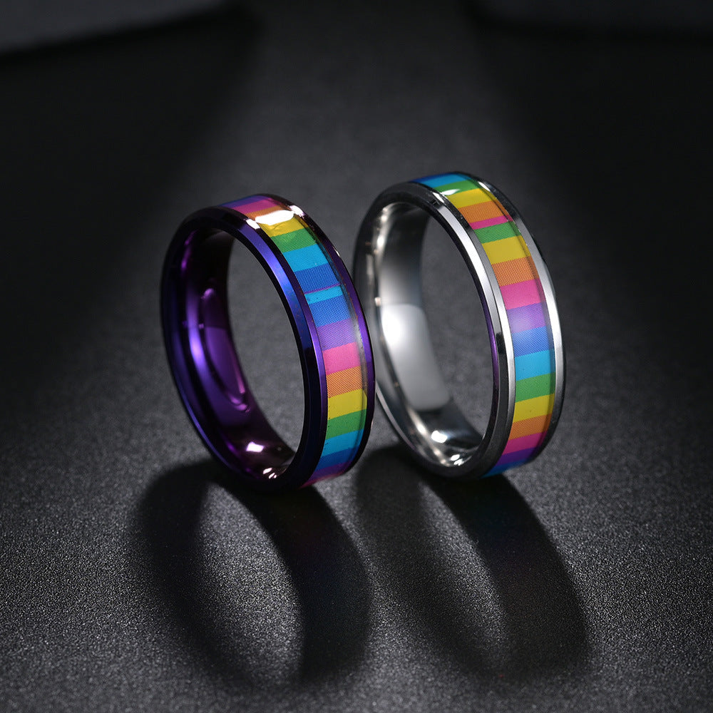 Men's Titanium Steel Rainbow Ring