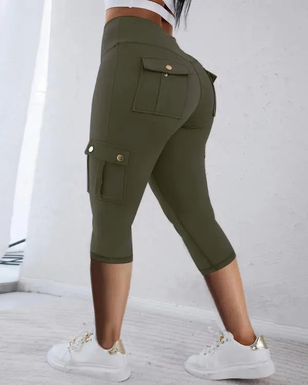 Pocket Design High Waist Sports Active Pants