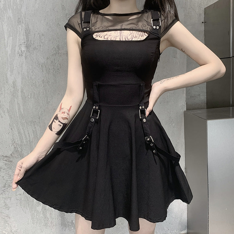 Dark Mesh Breathable Patchwork Dress