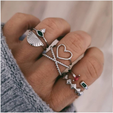 Boho Rhinestone Ring Set