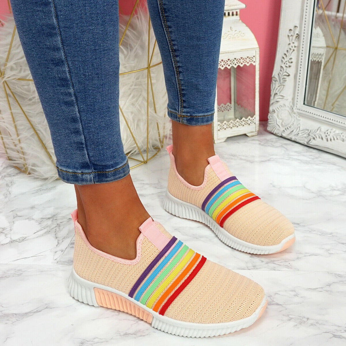 Comfortable netted rainbow sneakers Limited Colors Available