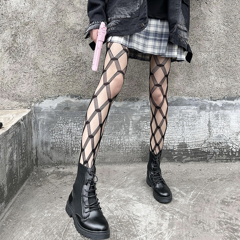 Large Diamond Pattern Nylon Fishnet Stockings Sexy Lingerie Pantyhose