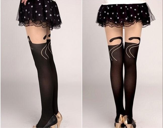 Cutie Cat Thigh High Pantyhose Stocking Socks