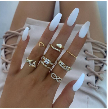 Boho Rhinestone Ring Set