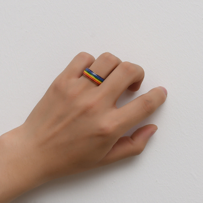 Unisex Rainbow Stainless Steel Ring