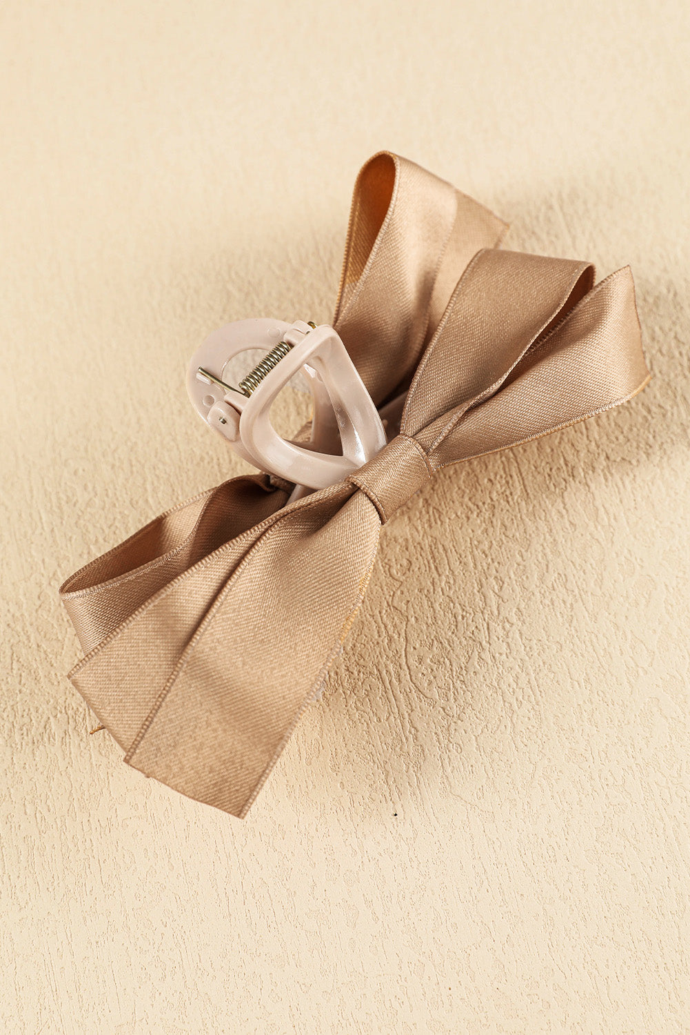 Light French Beige Bow Decor Large Hair Claw Clip