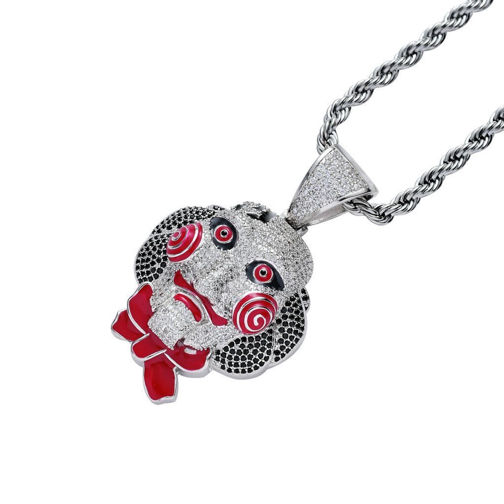 Play A Game Pendant Halloween Cosplay Jewelry Full Zircon Pendant Necklace