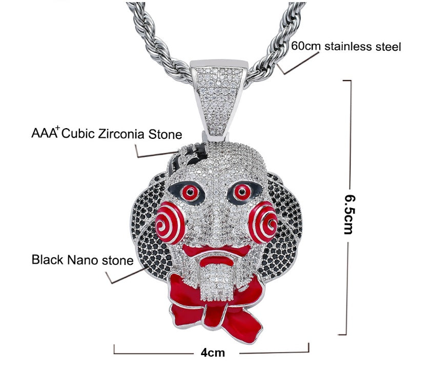 Play A Game Pendant Halloween Cosplay Jewelry Full Zircon Pendant Necklace