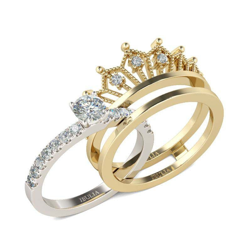 Detachable Stacked Crown Ring Set