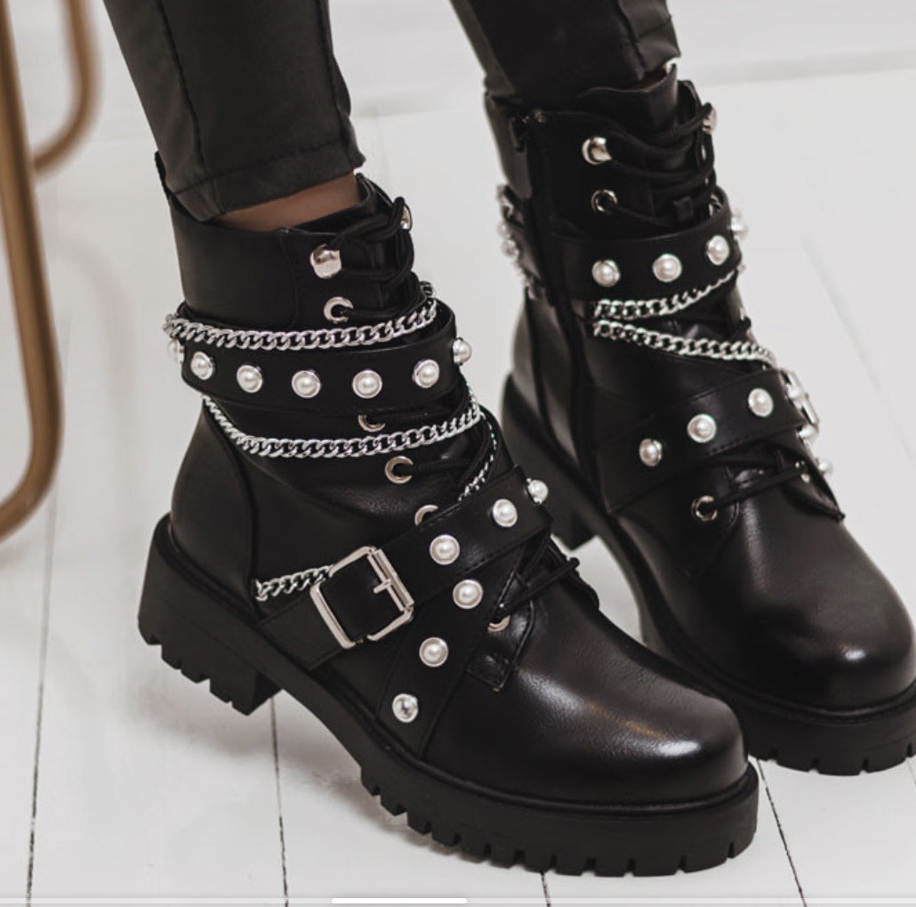 British Punk Rock Style Motorcycle Ankle Boots