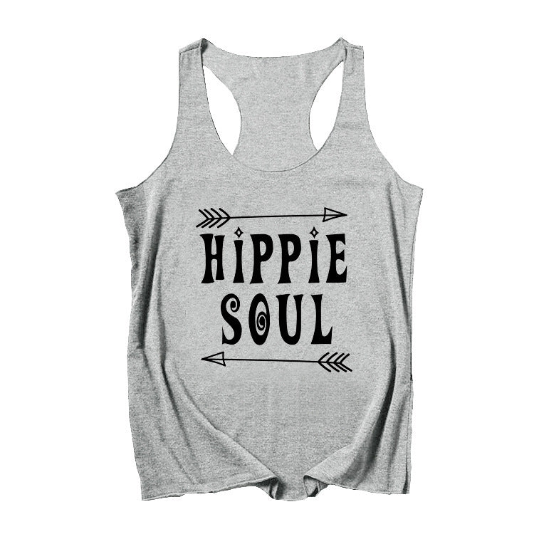 Hippie Soul Racer Back Casual Graphic Print Tank Top