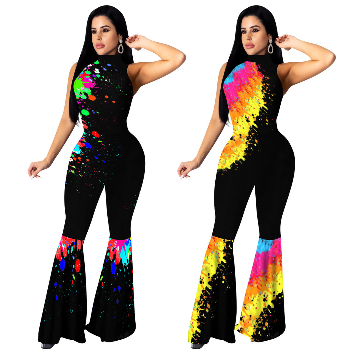 Printed ink splash jumpsuit