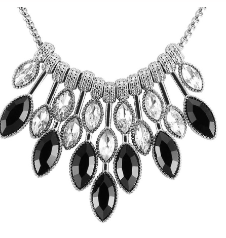 Large Bib Style Costume Bling Rhinestone and Alloy Statement Necklace