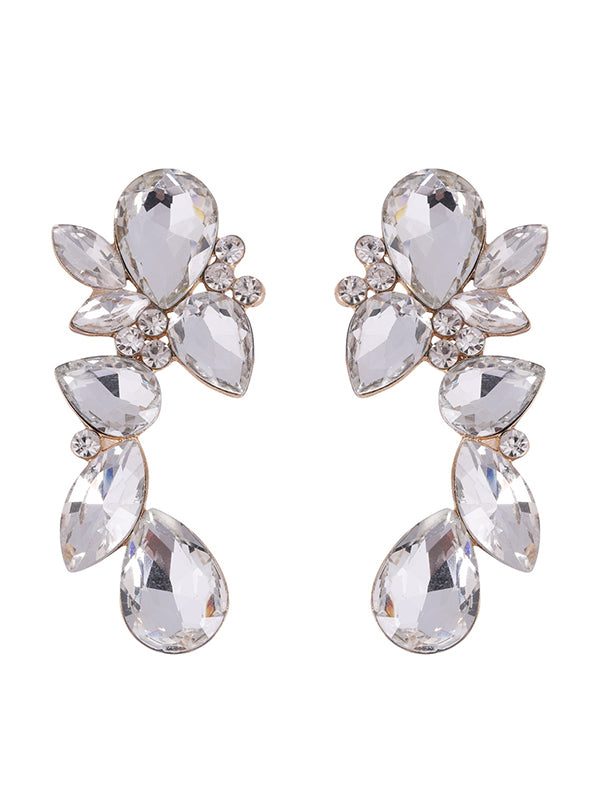 Geometric Elegance Large Rhinestone Irregular Shaped Drop Earrings