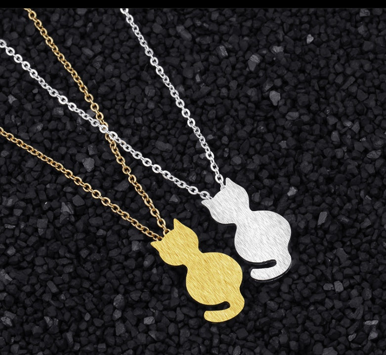 Plated Alloy Trendy Fashion Kitty Cat Necklace