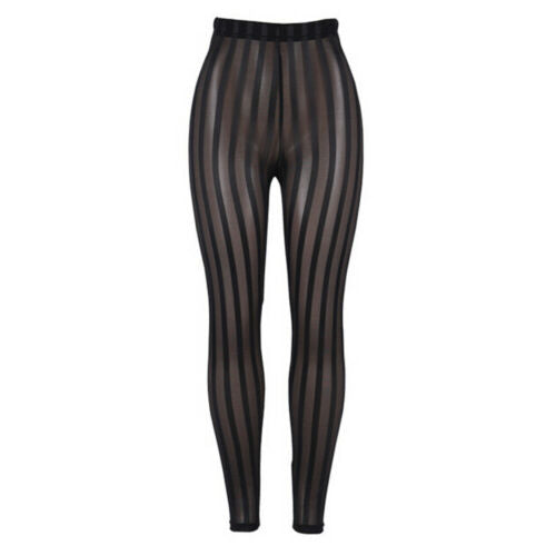 Sheer Mesh Striped Footless Tights Style Leggings