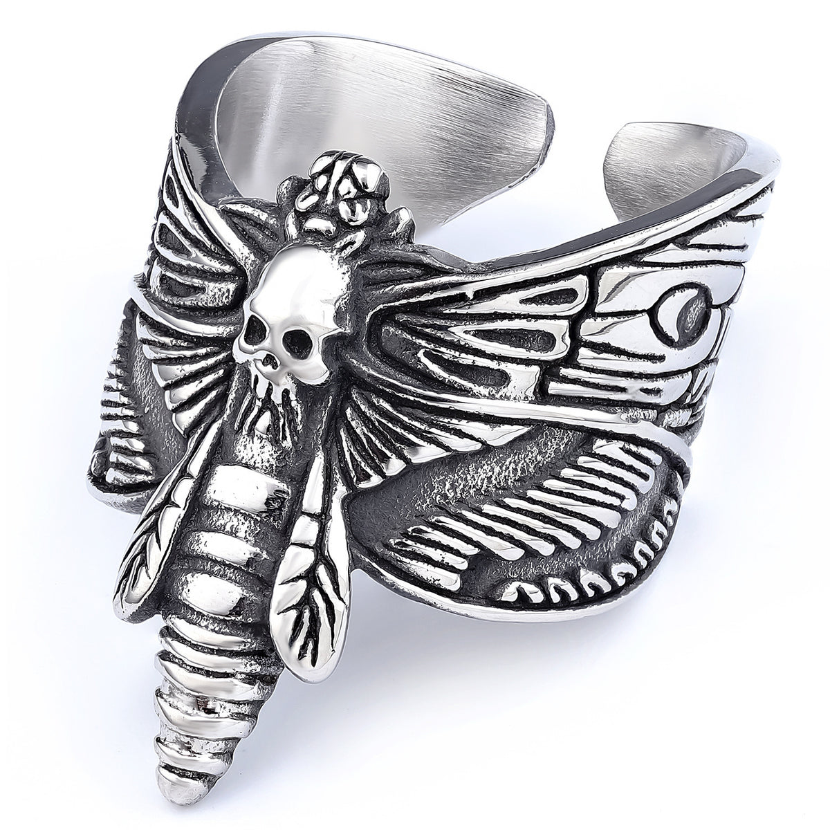 Classic Gothic Death Moth Stainless Steel Trendy Unisex Ring