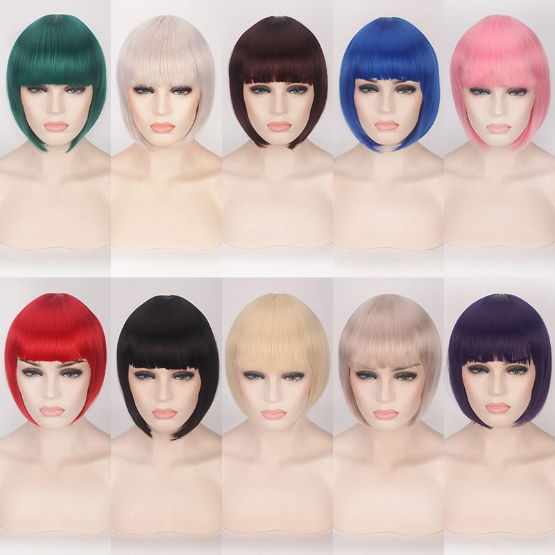 Dyed Short Hair Sharp Bob Cosplay Wig Multiple Options