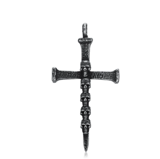 Gothic Skull Cross Stainless Steel Pendant Necklace