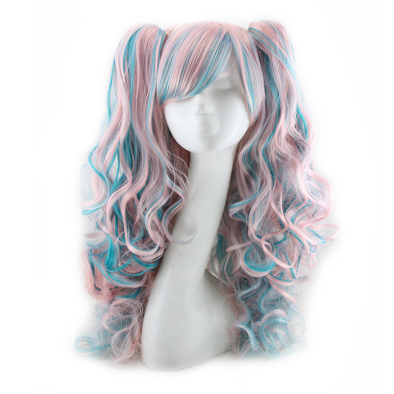 Colorful long curly split dye cosplay wigs