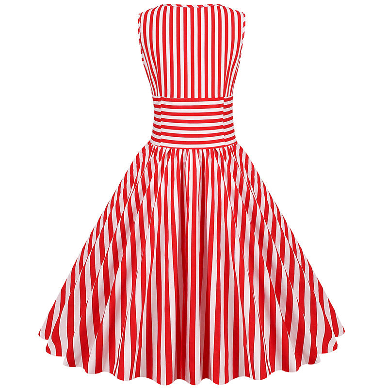 Peppermint Striped Patchwork Retro Swing Dress