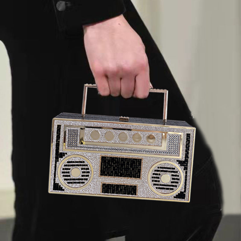 Ladies Fashion Personality Quirky Retro Boom Box Banquet Bag