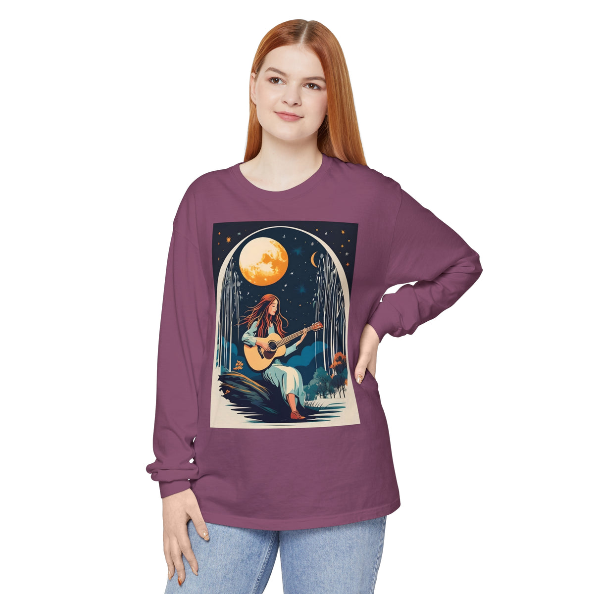 Night Melodies Unisex Garment-dyed Long Sleeve T-Shirt