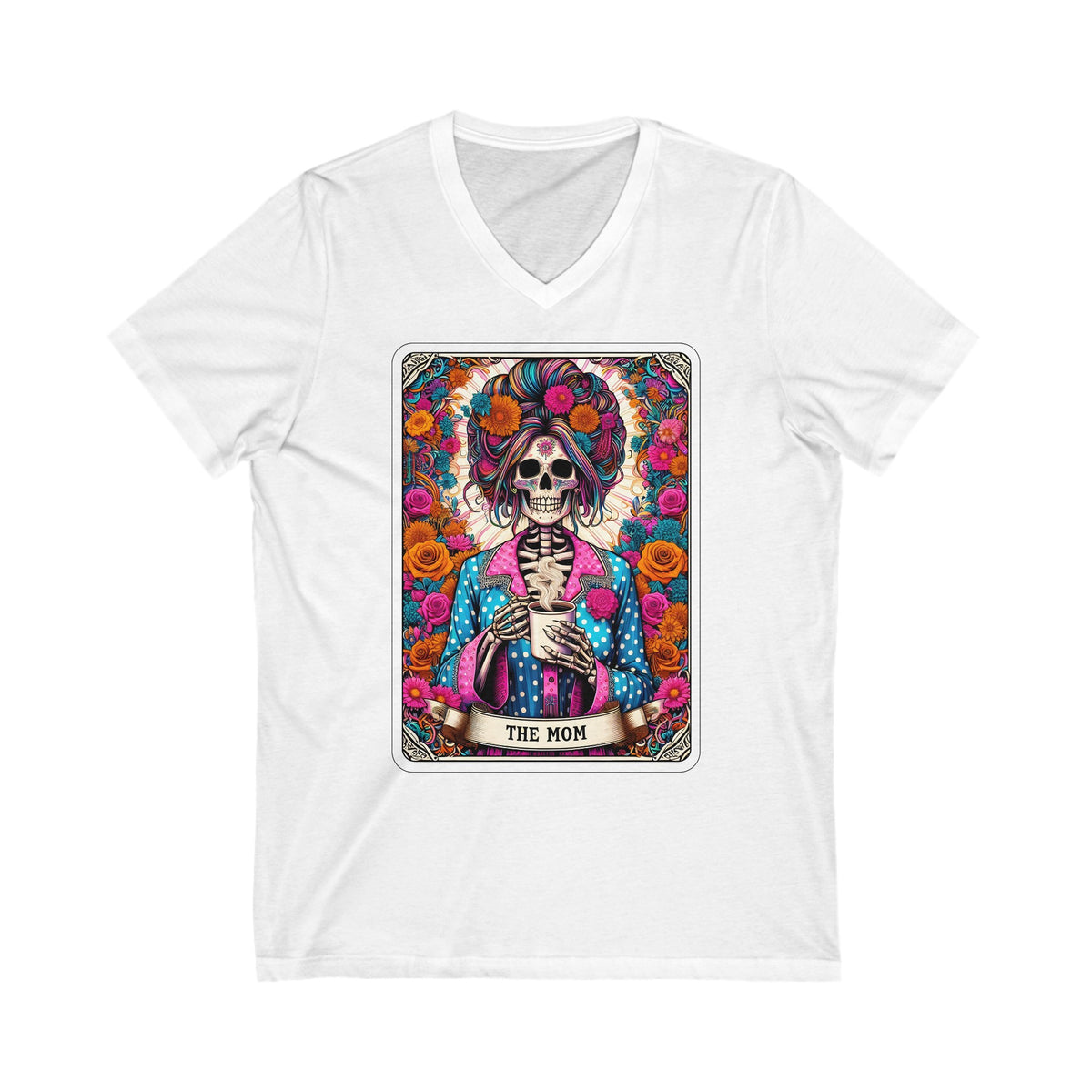 The Mom Funny Skeleton Tarot Card Unisex Jersey Short Sleeve V-Neck Tee