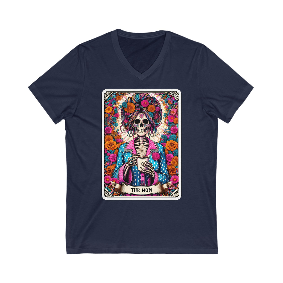 The Mom Funny Skeleton Tarot Card Unisex Jersey Short Sleeve V-Neck Tee