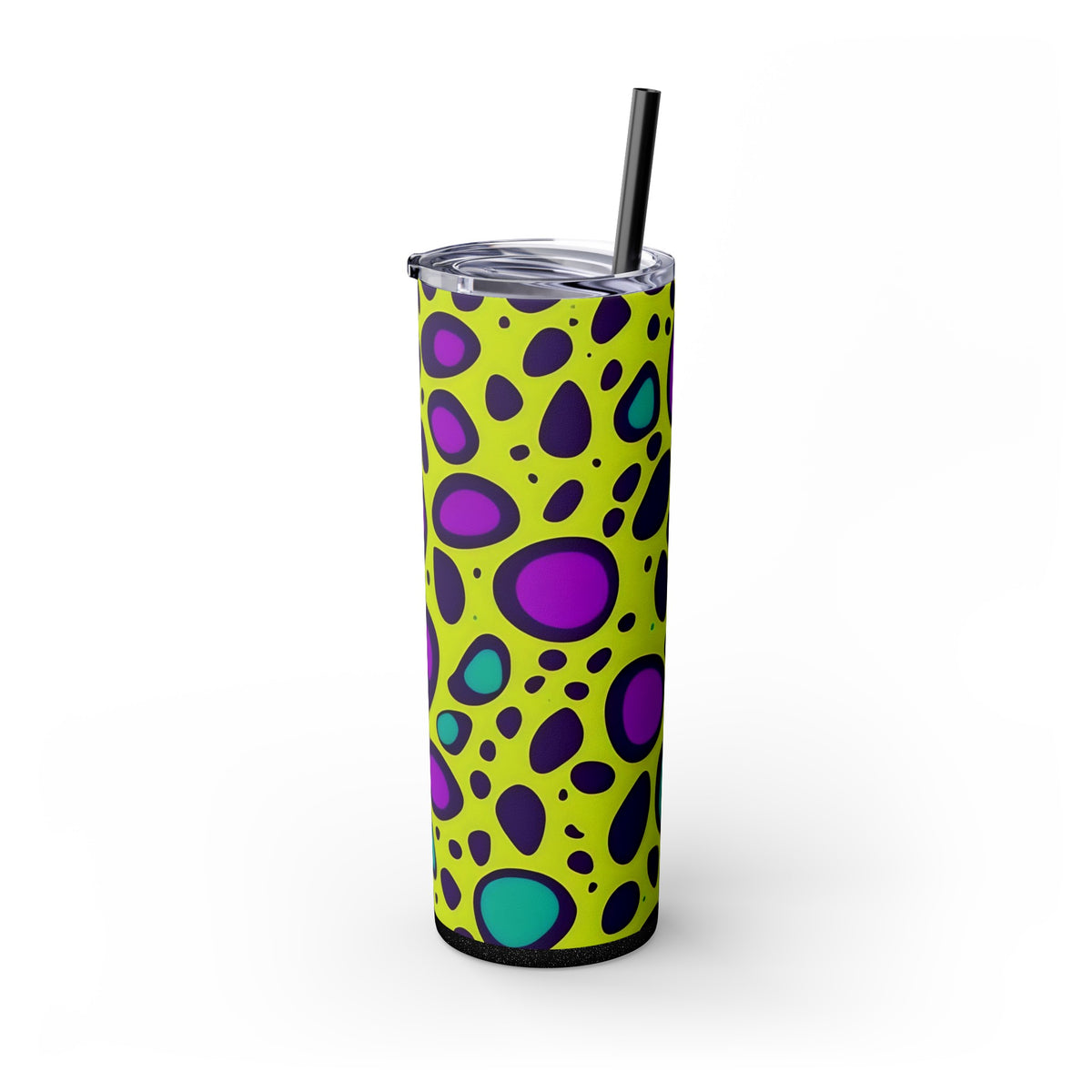 Neon Large Leopard Print Skinny Tumbler with Straw, 20oz