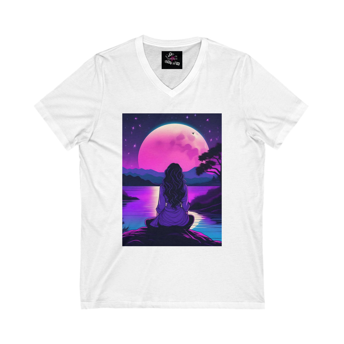 Moon Reflections Unisex Jersey Short Sleeve V-Neck Tee