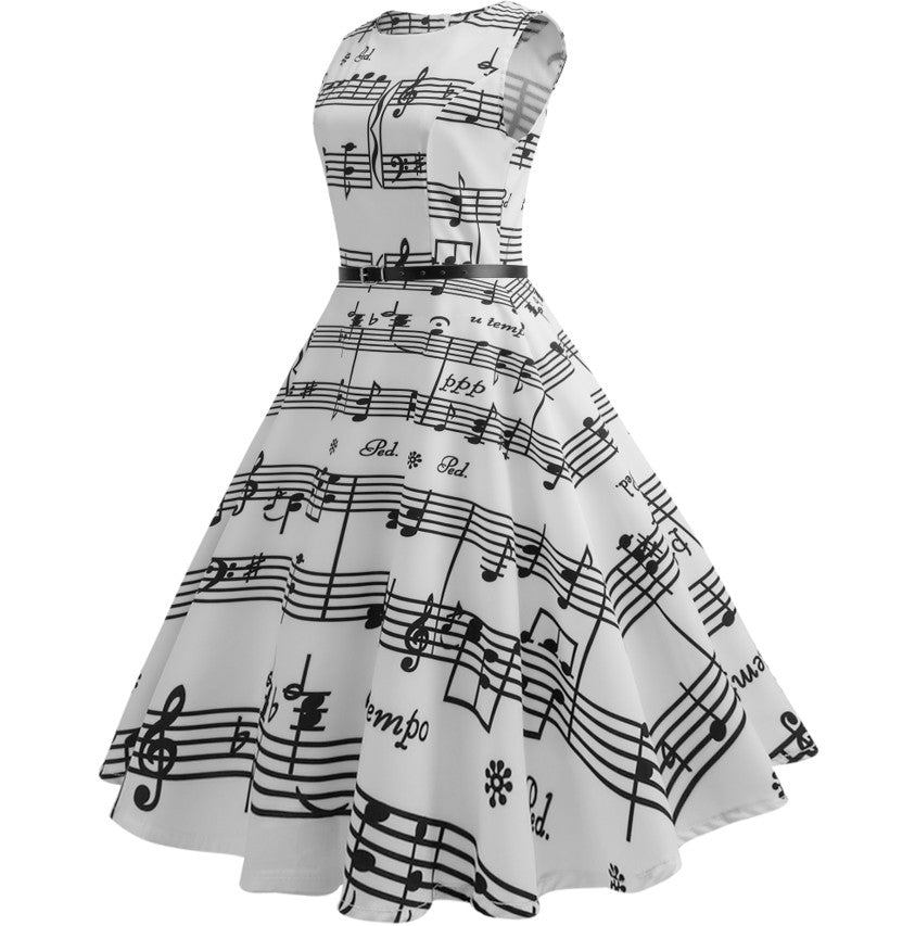 I’ve Got The Music In Me Retro Diner Style Swing All Over Print Dress