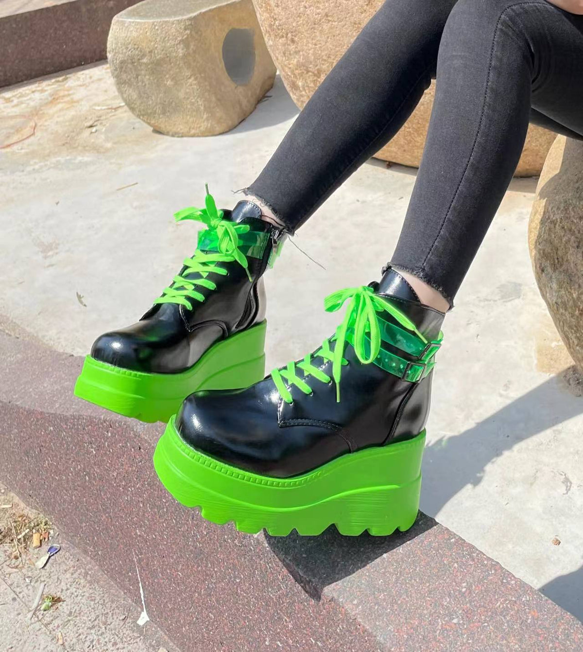 Platform Wedge Goth Punk Princess Ankle Boots