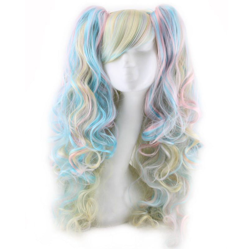 Colorful long curly split dye cosplay wigs