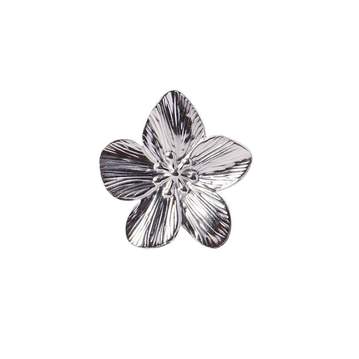 Exquisite simple flower pleat design open ring