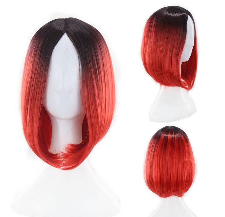 Short Cropped Style Bob Gradient Died Cosplay Wig