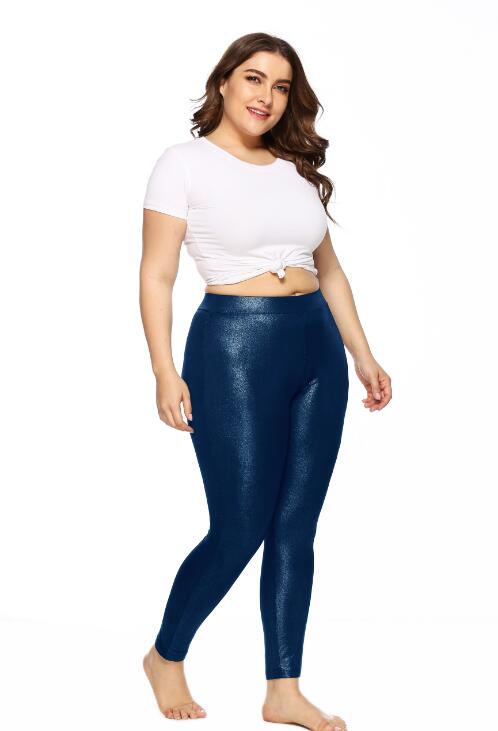 Gold Glittering High Stretch Plus Size Leggings