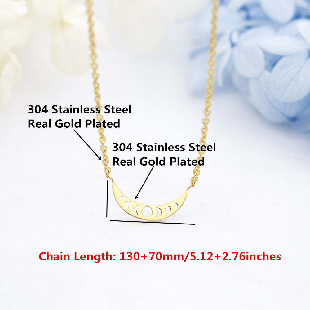 Crescent Moon Stainless Plated Clavicle Chain Necklace