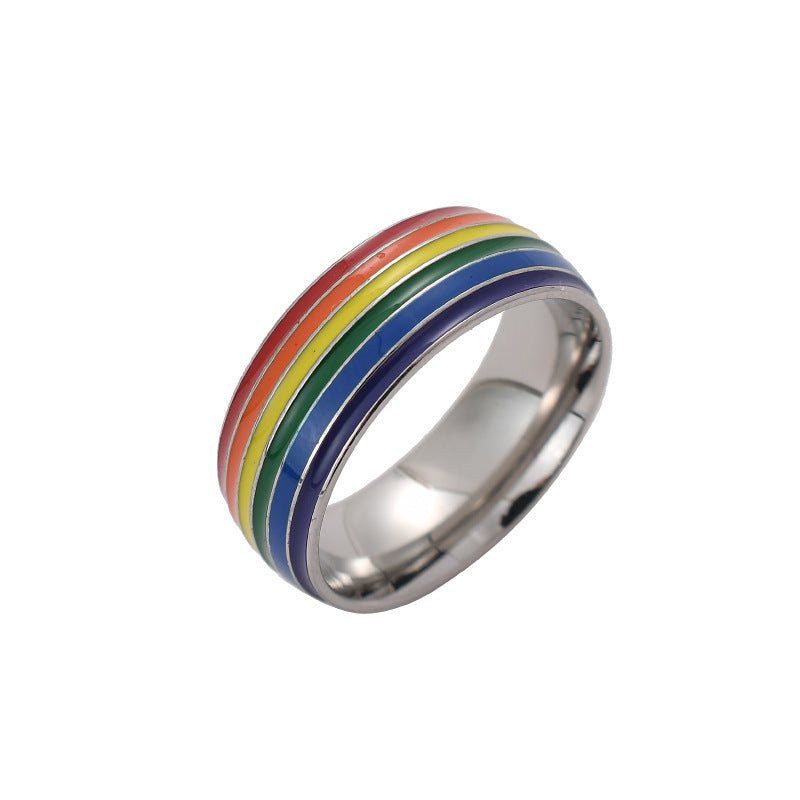 Unisex Rainbow Stainless Steel Ring