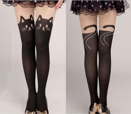 Cutie Cat Thigh High Pantyhose Stocking Socks