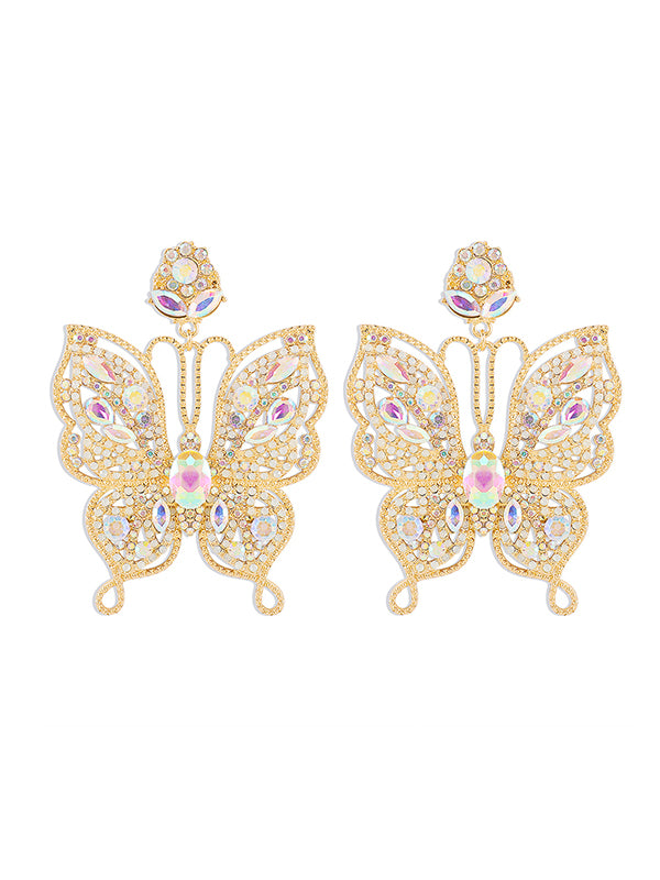 Butterfly Shaped Rhinestone Drop Earrings