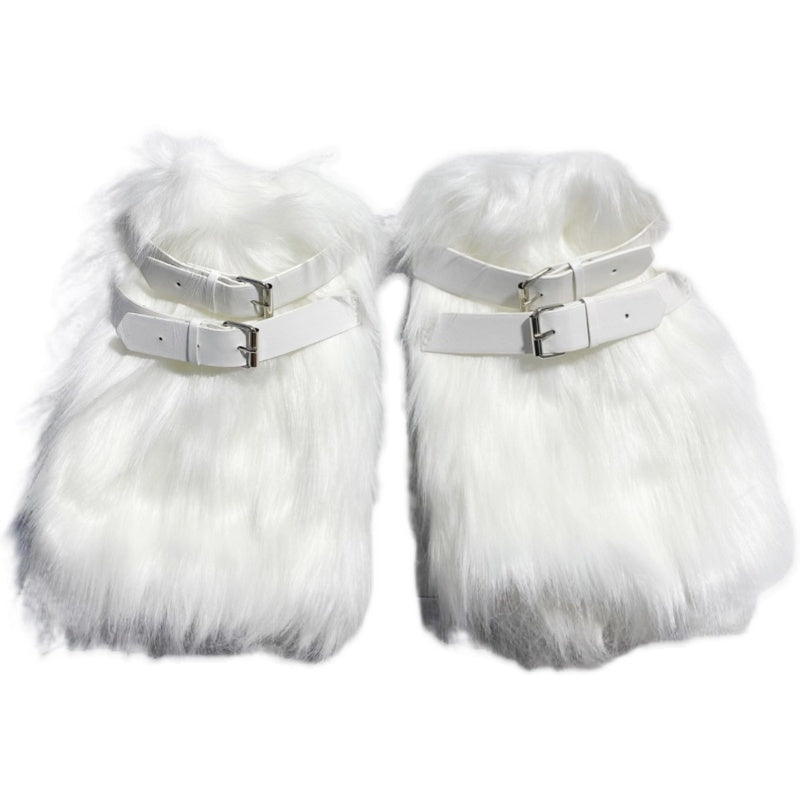 Millennium Festival Faux Fur Leather Buckle Plush Ankle Warmer Boot Topper Socks