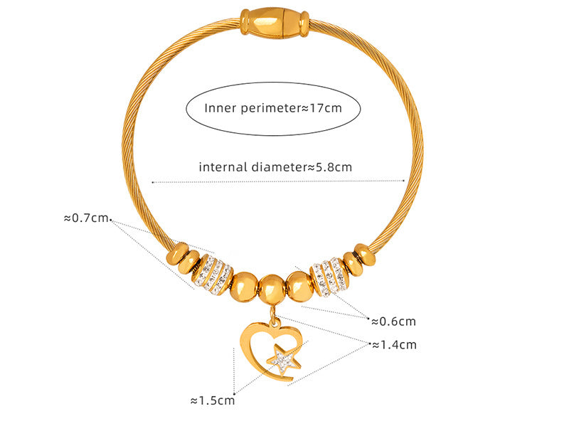 18K gold noble and dazzling love/star/round/six-pointed star/eyes/number 8/flower design bracelet