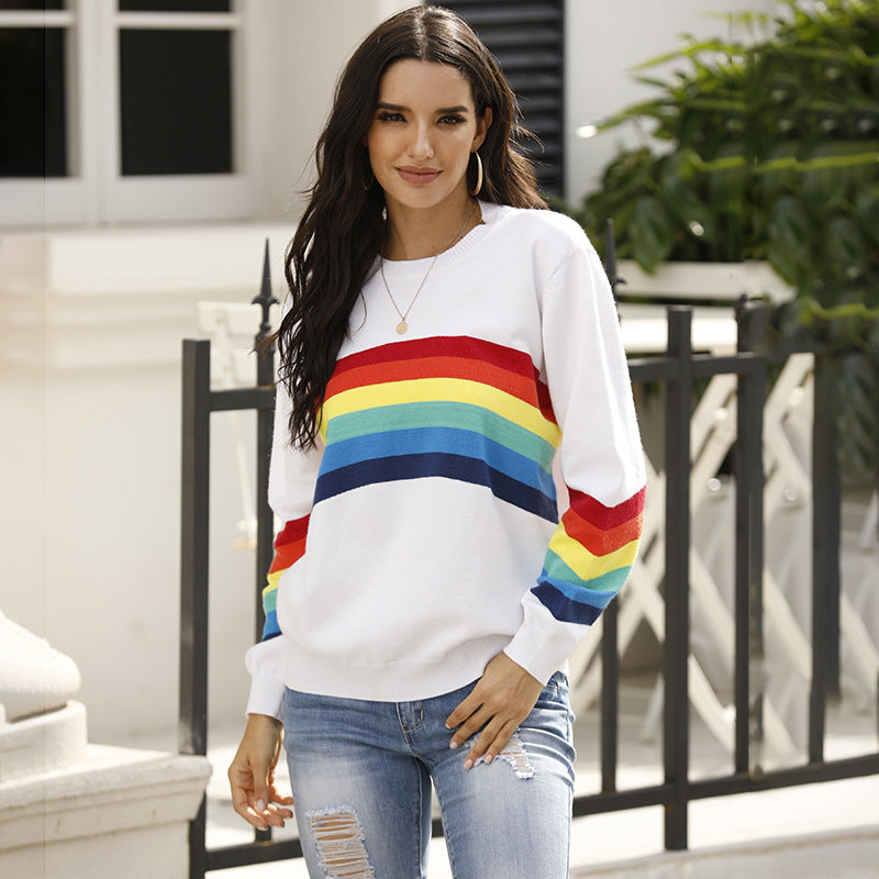 Rainbow Stripe Pullover Sweater