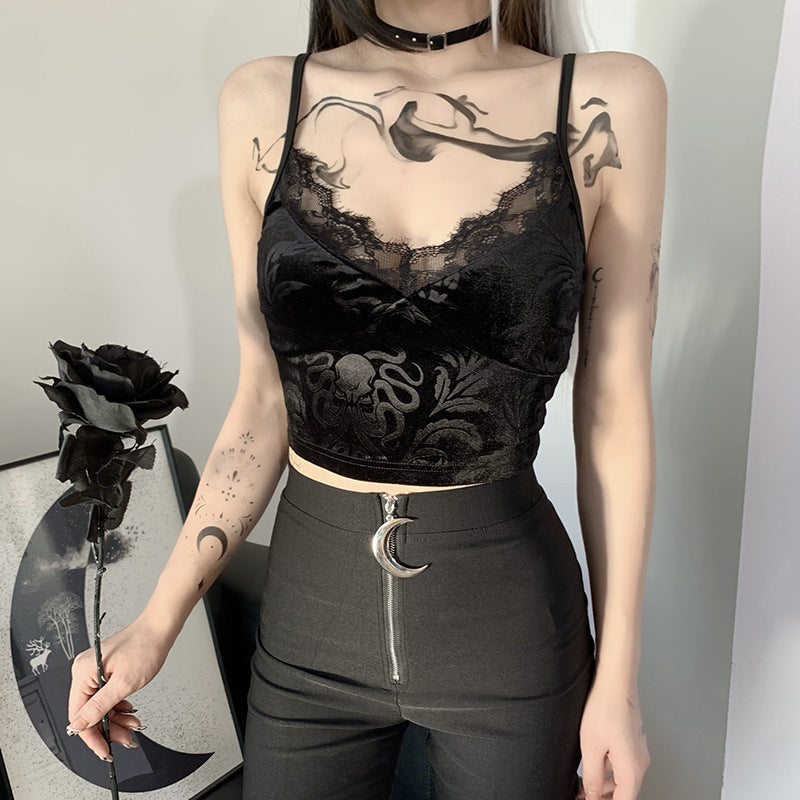 Gothic Lace Sexy Crop Top Camisole Tank Top