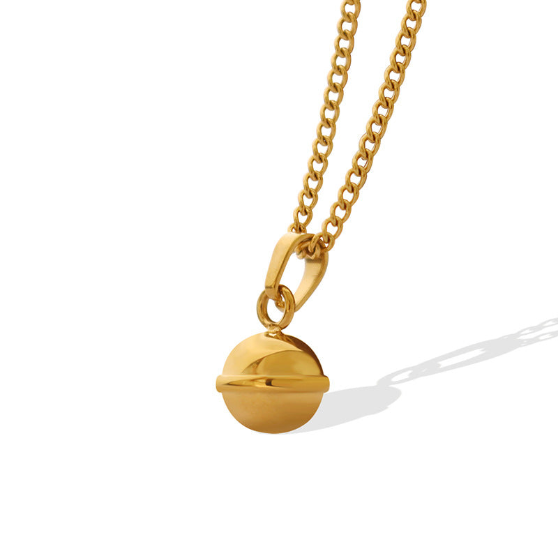 18K Gold Simple Doraemon Small Bell Design Pendant Necklace