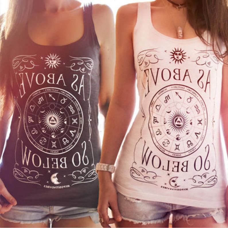 As Above So Below Moon Goddess Witchy Design Graphic Print Tank Top