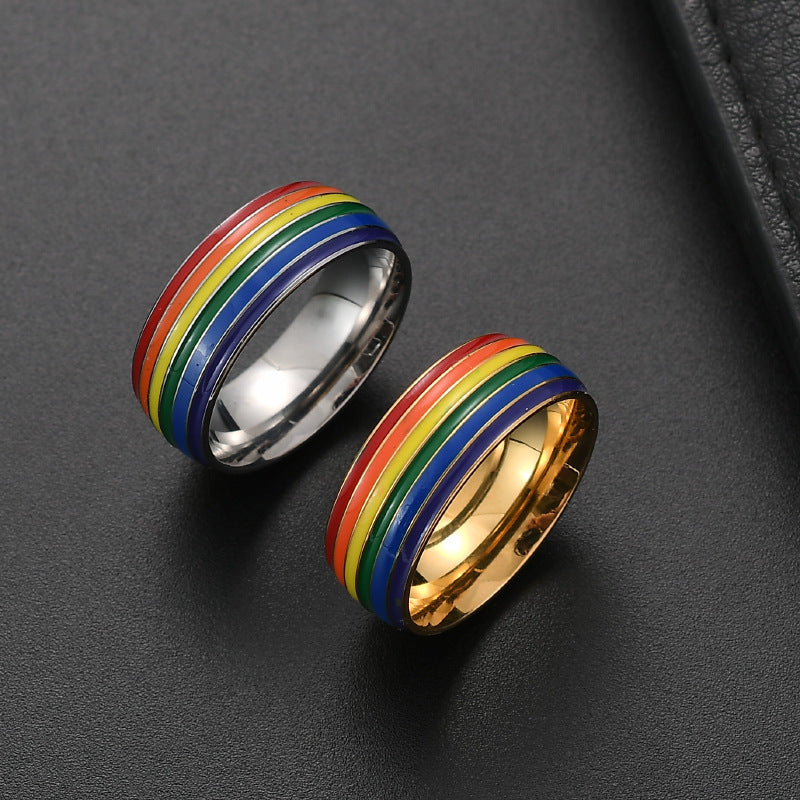 Unisex Rainbow Stainless Steel Ring